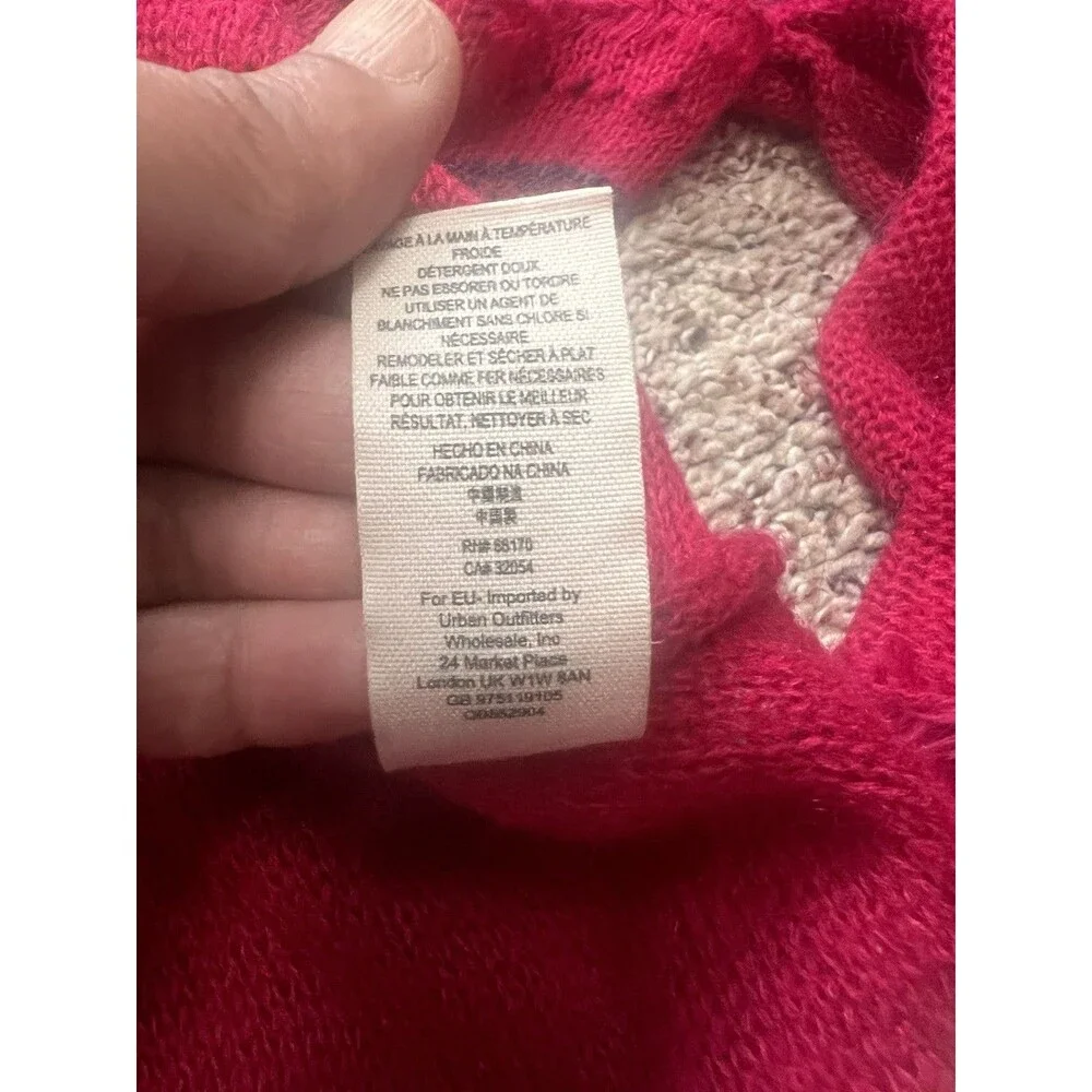 Free People Raspberry Pink Red Textured Knit Bell Sleeve Sweater Women’Size XS - Picture 12 of 14